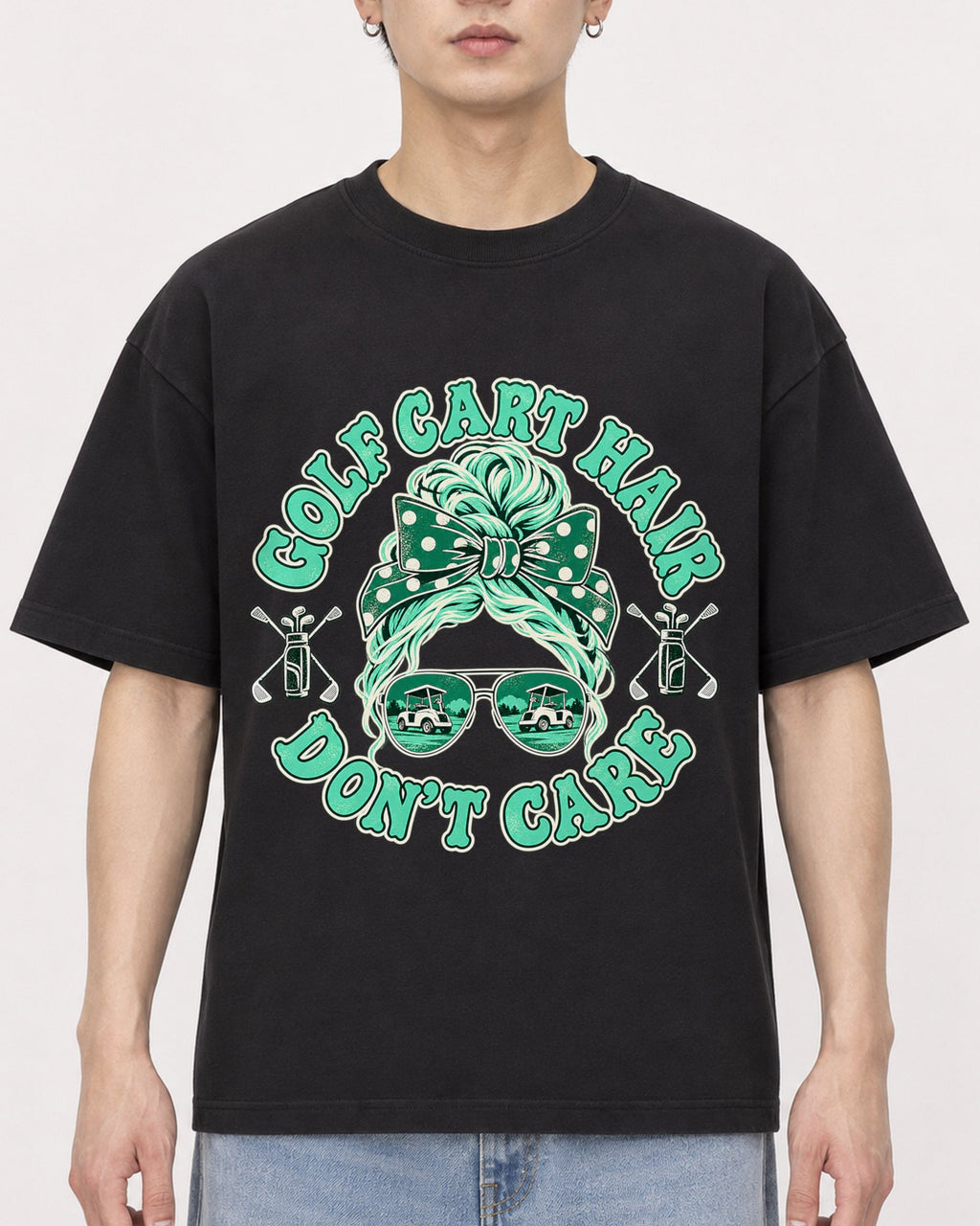 Mockup Boxy Heavyweight Tee Black male close-up 01