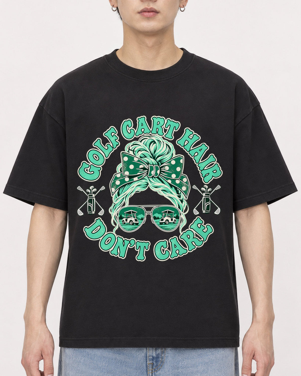 Mockup Boxy Heavyweight Tee Black male close-up 01