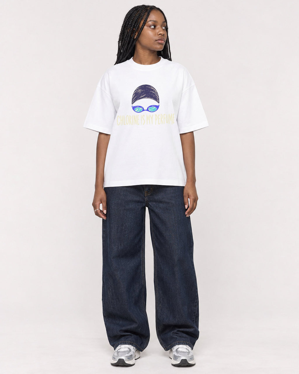 Mockup Boxy Heavyweight Tee White female full-body 04