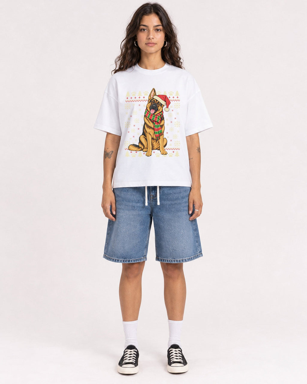 Mockup Boxy Heavyweight Tee White female full-body 06