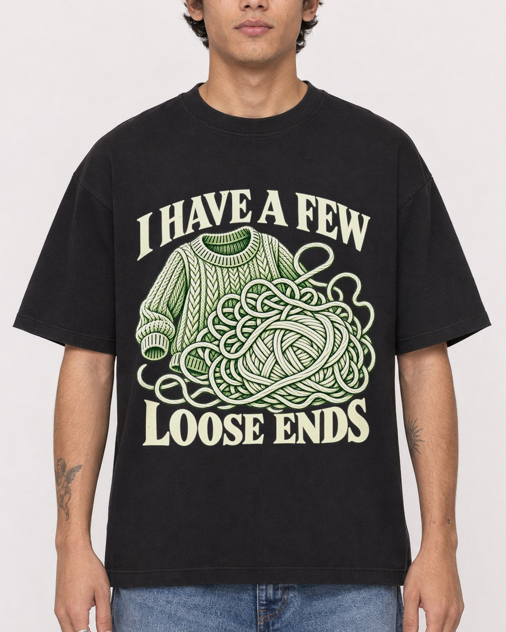 Mockup Boxy Heavyweight Tee Black male close-up 06