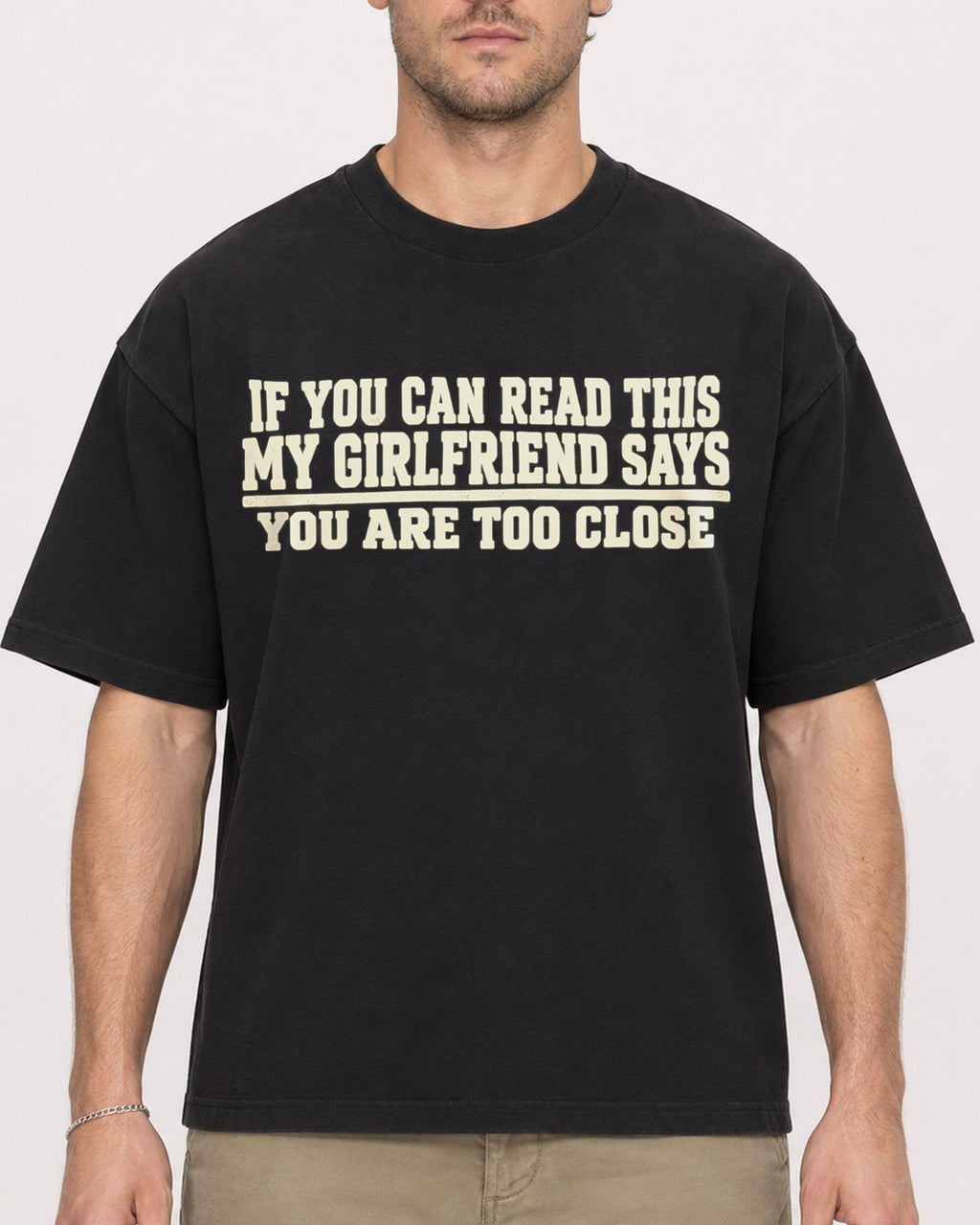 Mockup Boxy Heavyweight Tee Black male close-up 08