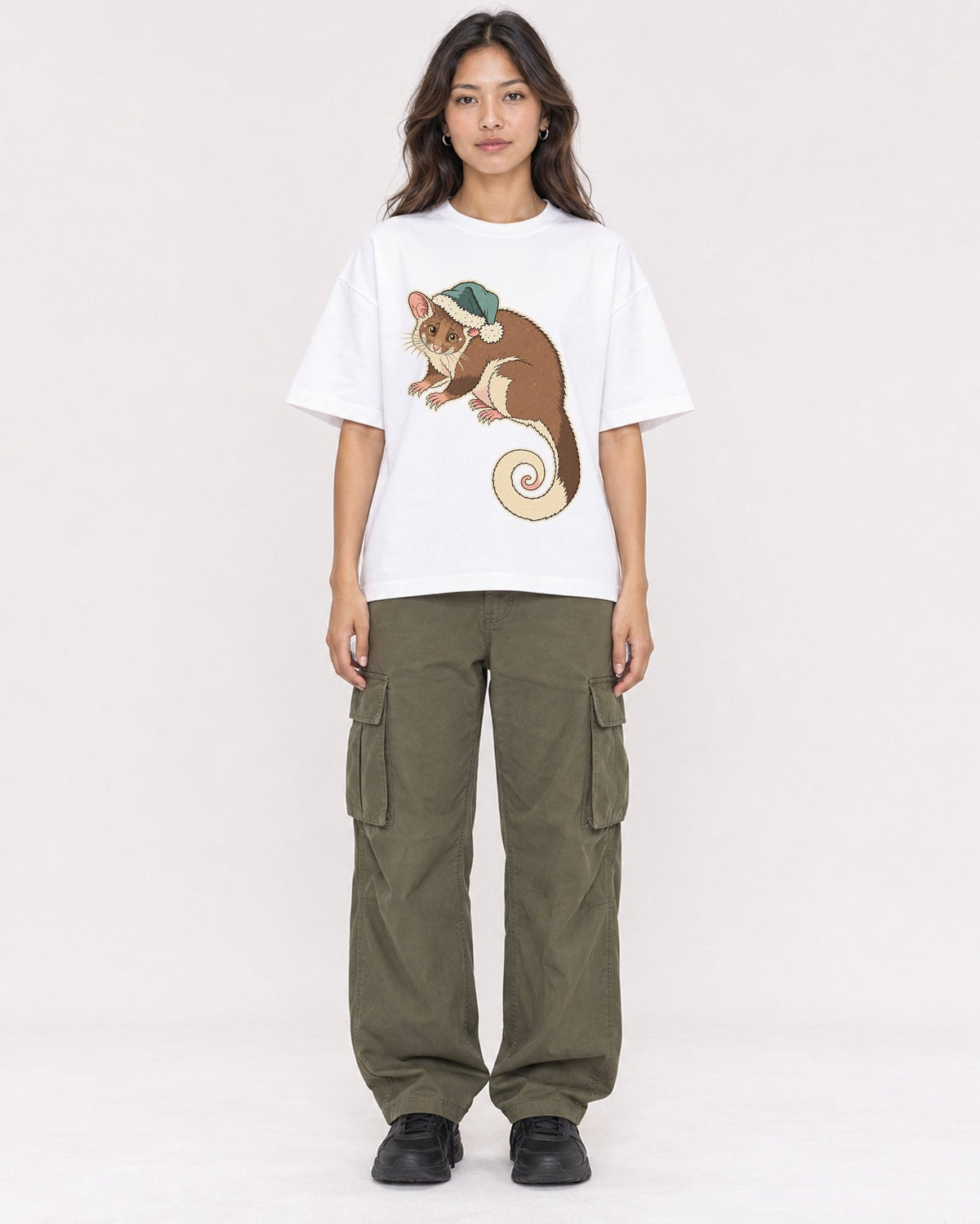 Mockup Boxy Heavyweight Tee White female full-body 02
