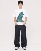 Mockup Boxy Heavyweight Tee White male full-body 01