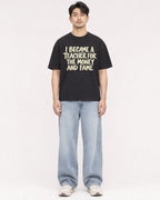 Mockup Boxy Heavyweight Tee Black male full-body 13