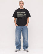 Mockup Boxy Heavyweight Tee Black male full-body 18