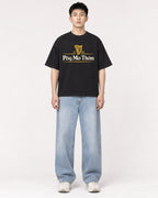 Mockup Boxy Heavyweight Tee Black male full-body 21