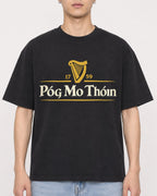 Mockup Boxy Heavyweight Tee Black male close-up 21