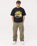 Mockup Boxy Heavyweight Tee Black male full-body 08