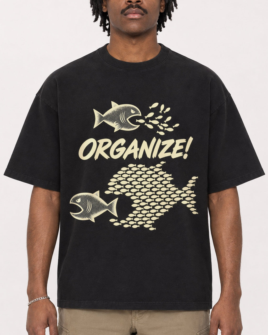 Mockup Boxy Heavyweight Tee Black male close-up 04
