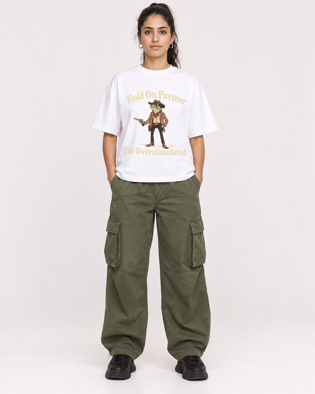 Mockup Boxy Heavyweight Tee White female full-body 47