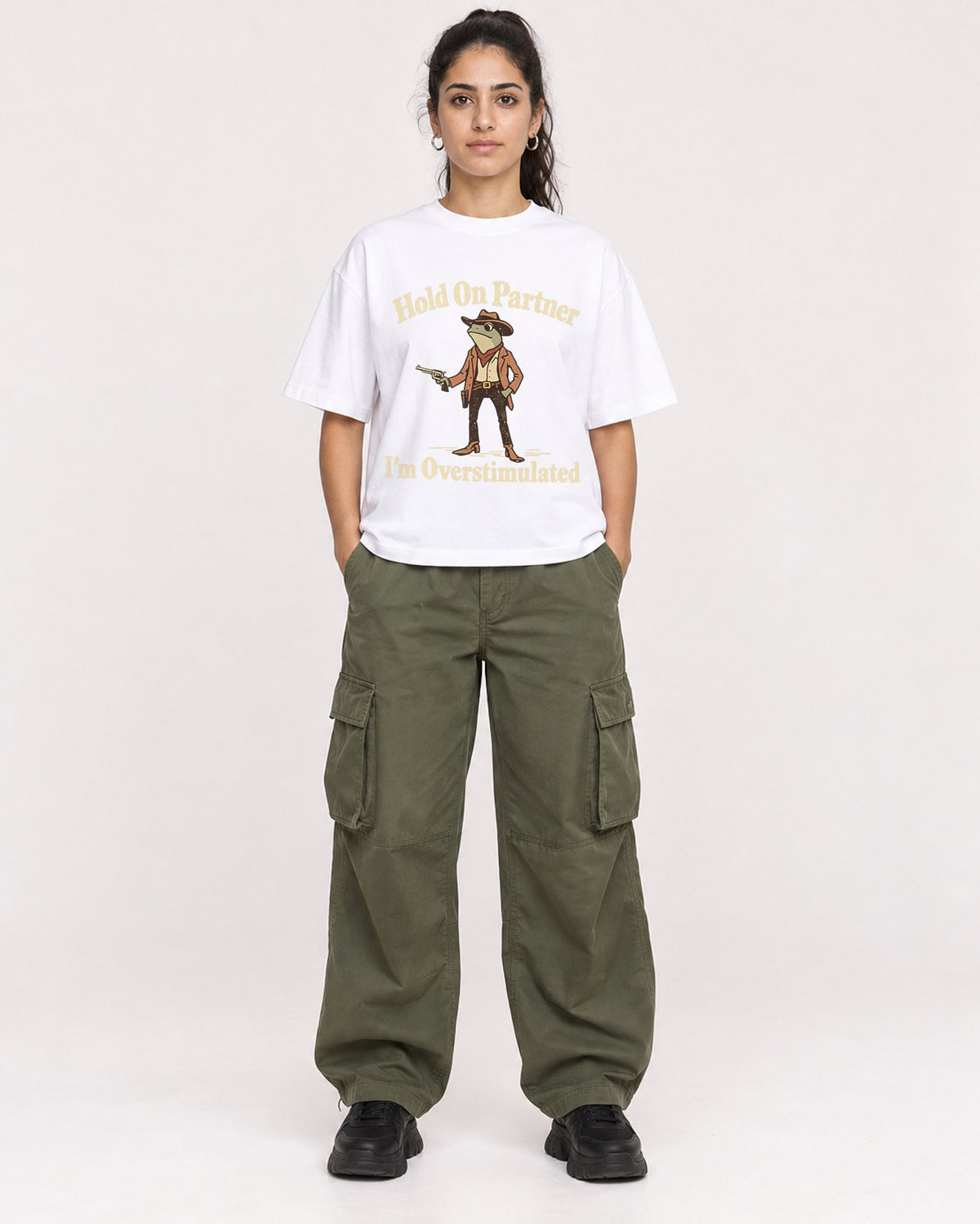 Mockup Boxy Heavyweight Tee White female full-body 47