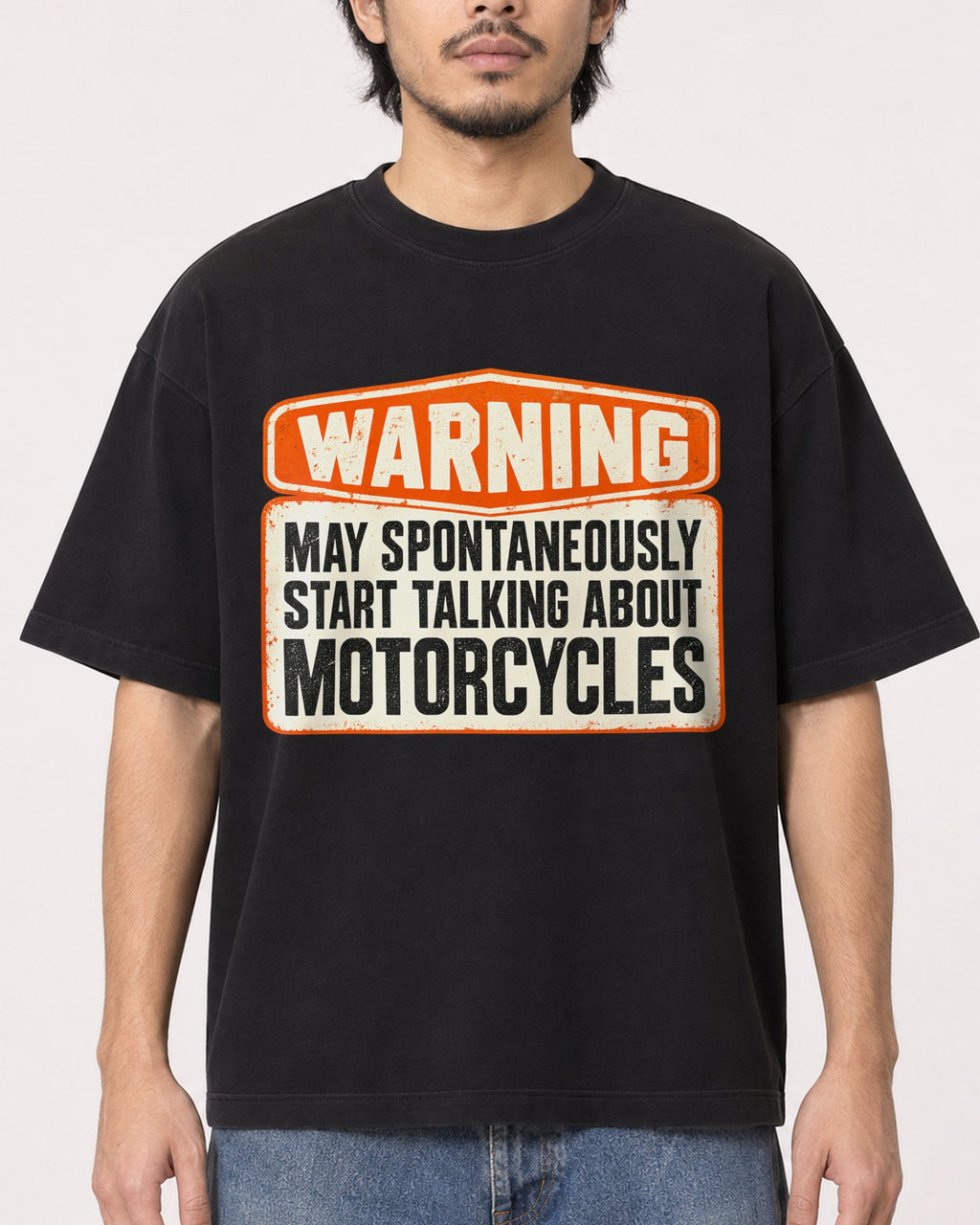 Mockup Boxy Heavyweight Tee Black male close-up 22