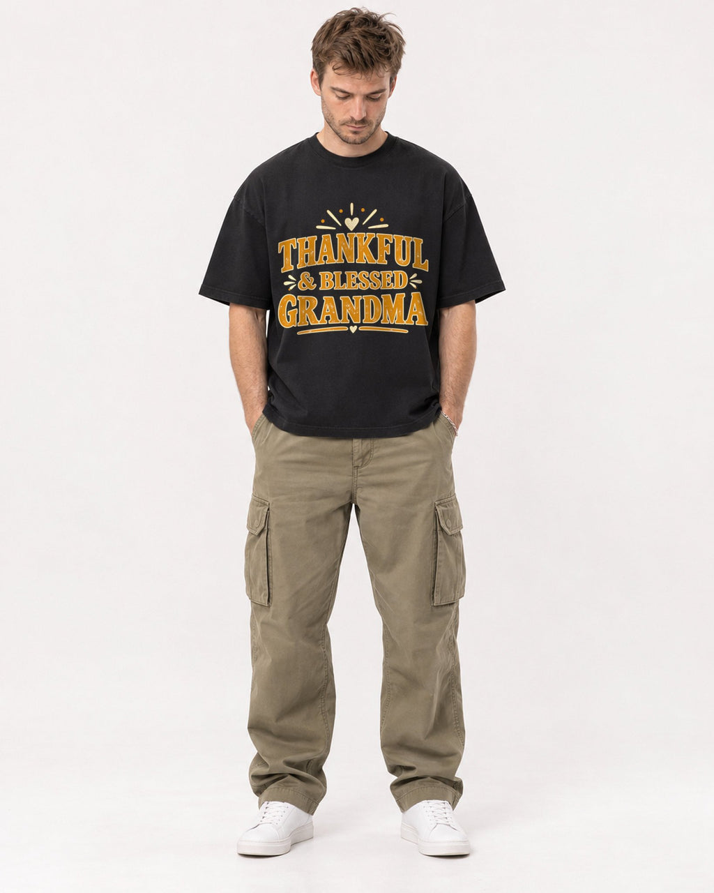 Mockup Boxy Heavyweight Tee Black male full-body 08
