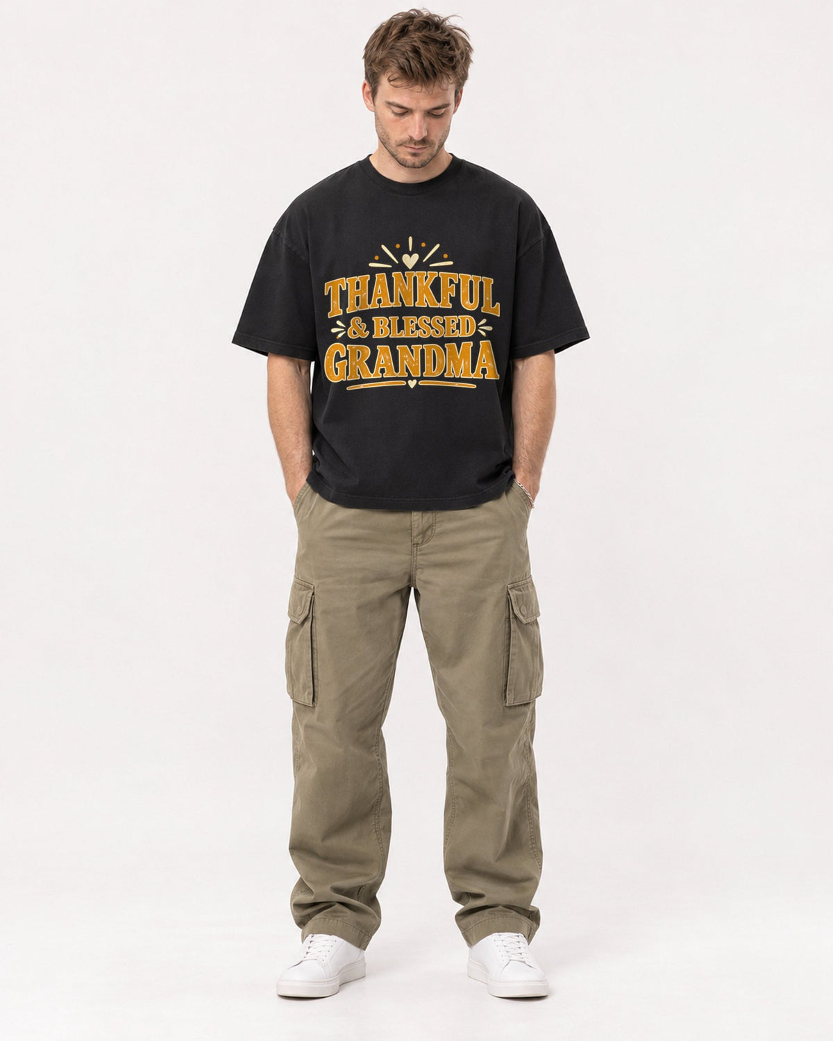 Mockup Boxy Heavyweight Tee Black male full-body 08
