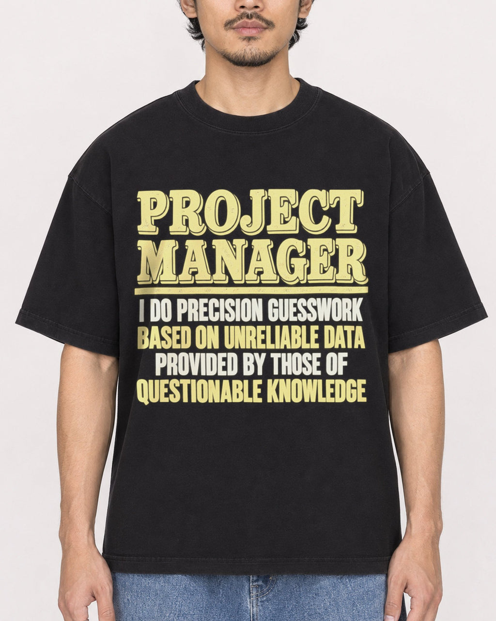 Mockup Boxy Heavyweight Tee Black male close-up 02