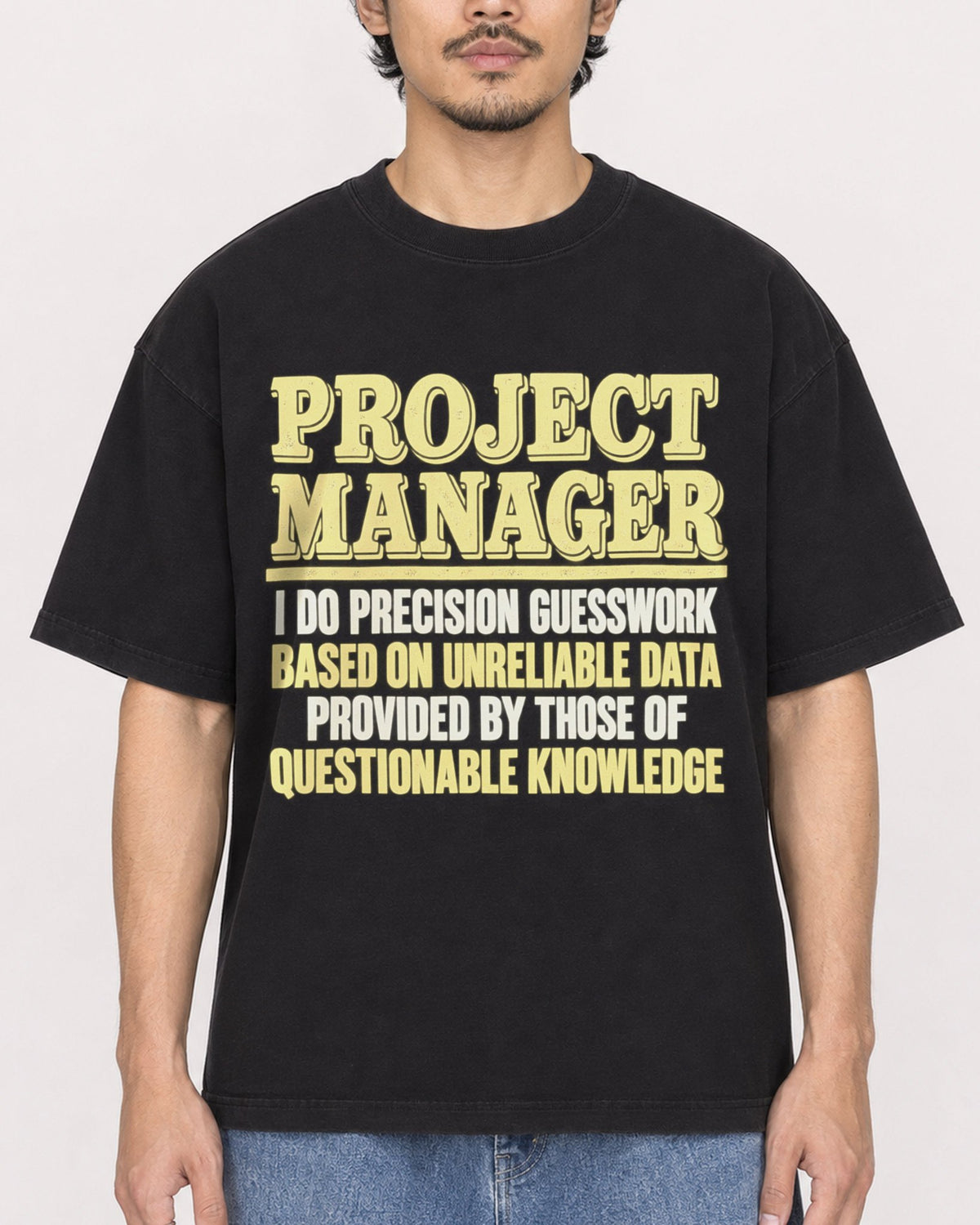 Mockup Boxy Heavyweight Tee Black male close-up 02