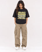 Mockup Boxy Heavyweight Tee Black female full-body 02