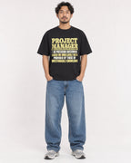Mockup Boxy Heavyweight Tee Black male full-body 02