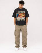 Mockup Boxy Heavyweight Tee Black male full-body 16