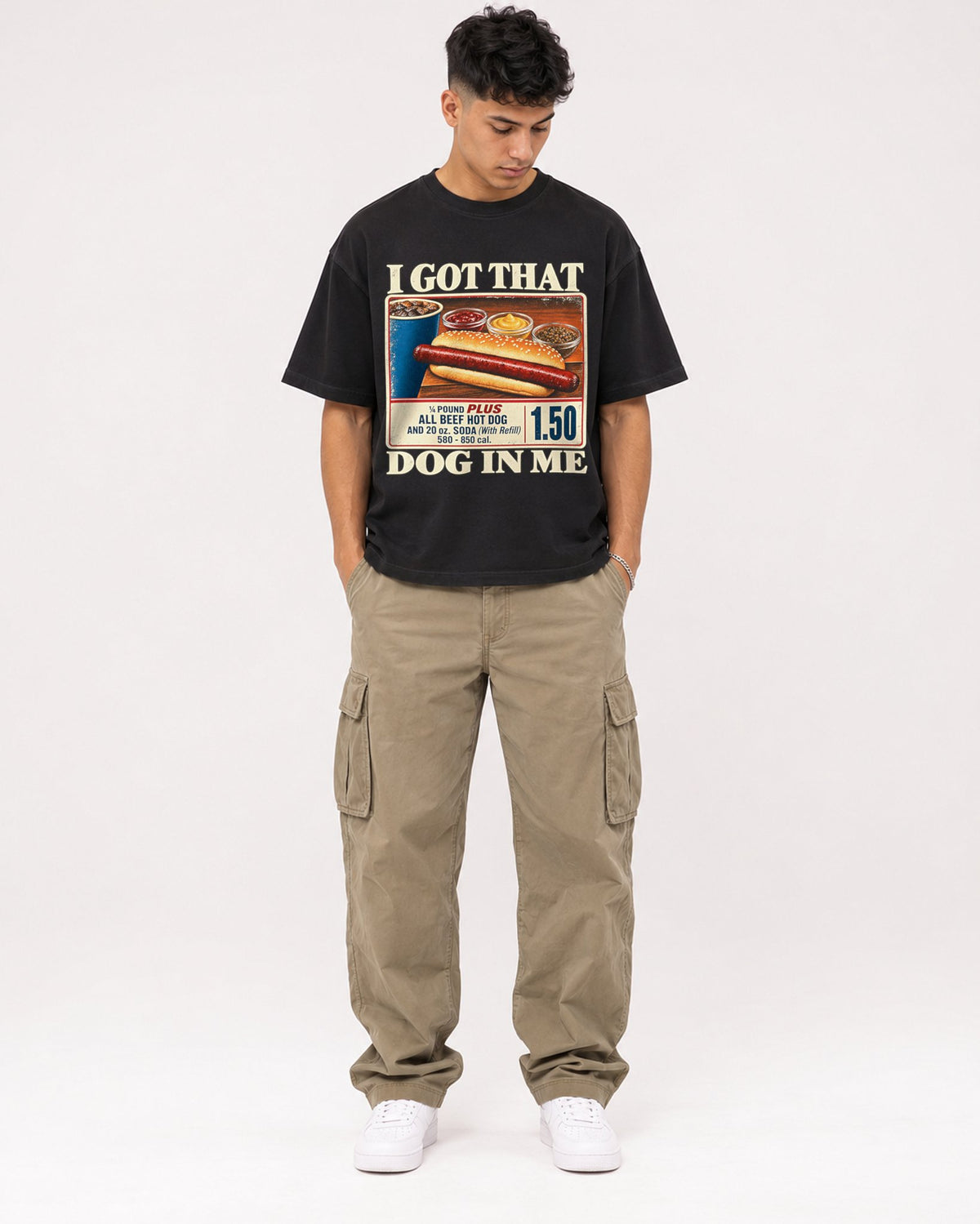 Mockup Boxy Heavyweight Tee Black male full-body 16