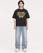 Mockup Boxy Heavyweight Tee Black male full-body 41