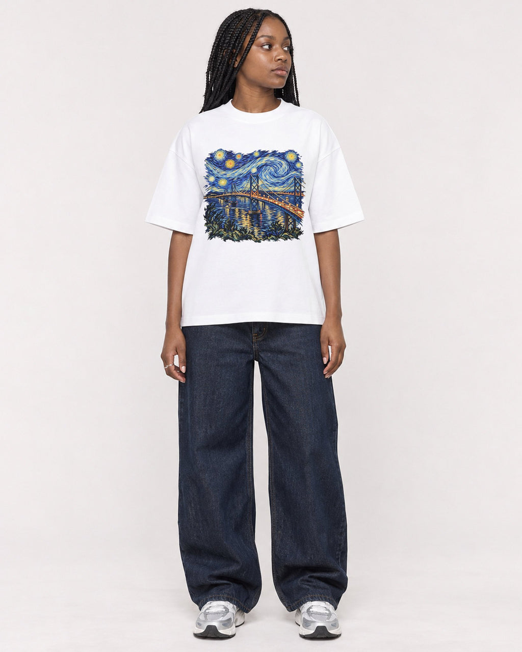 Mockup Boxy Heavyweight Tee White female full-body 04
