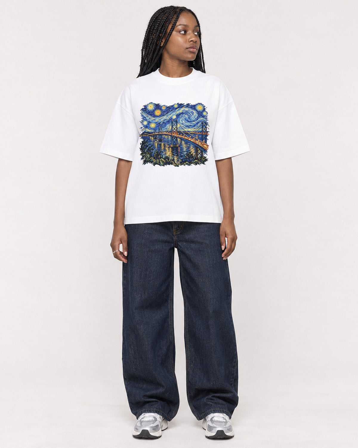 Mockup Boxy Heavyweight Tee White female full-body 04