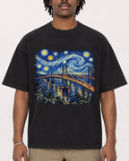 Mockup Boxy Heavyweight Tee Black male close-up 04