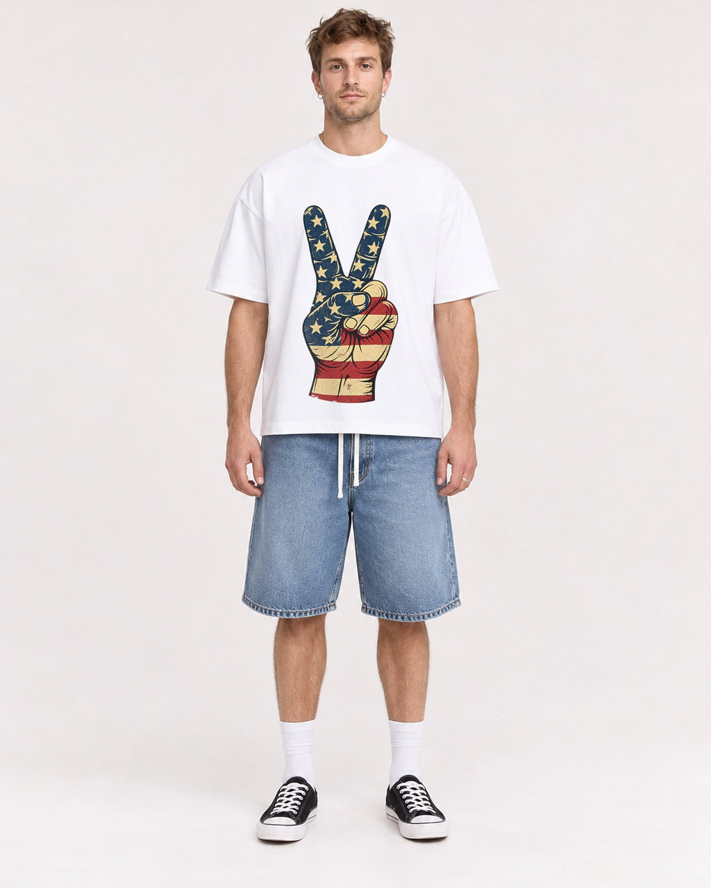 Mockup Boxy Heavyweight Tee White male full-body 08