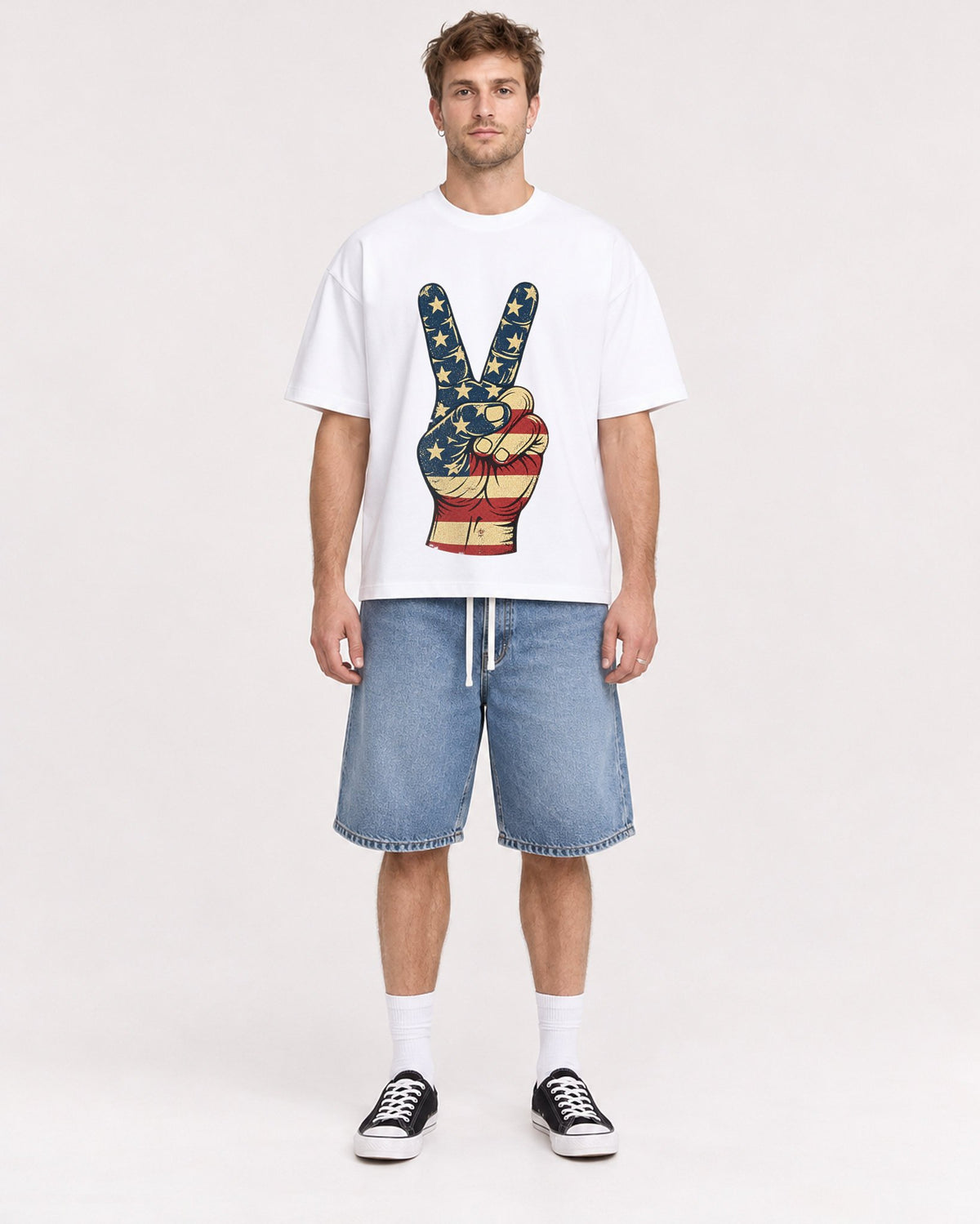 Mockup Boxy Heavyweight Tee White male full-body 08