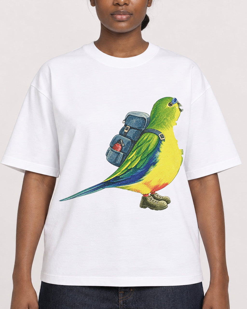 Mockup Boxy Heavyweight Tee White female close-up 34