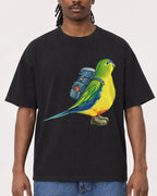 Mockup Boxy Heavyweight Tee Black male close-up 34