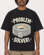 Mockup Boxy Heavyweight Tee Black male close-up 04