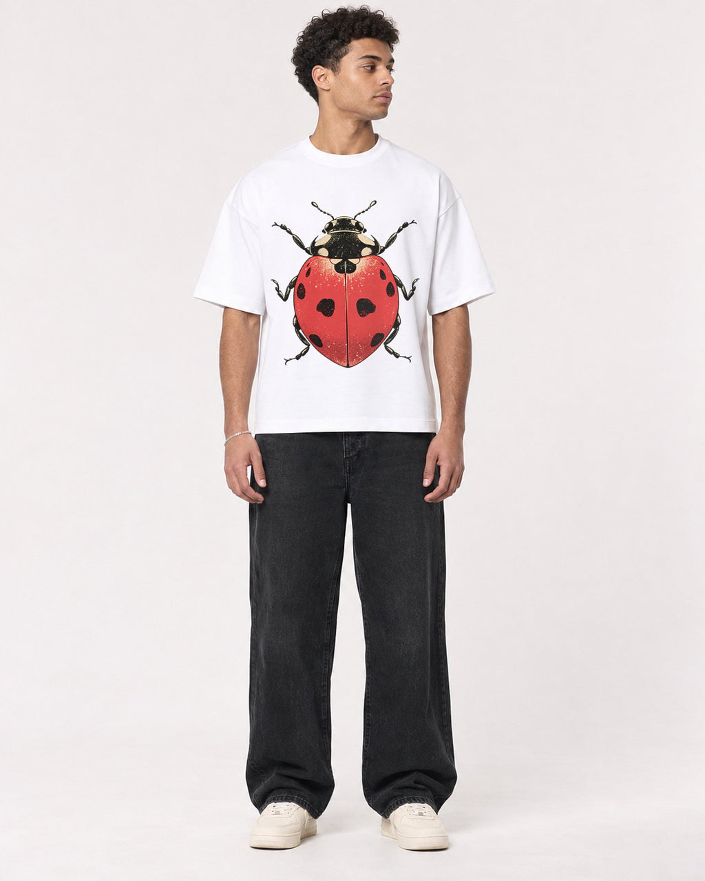 Mockup Boxy Heavyweight Tee White male full-body 10