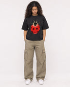 Mockup Boxy Heavyweight Tee Black female full-body 10