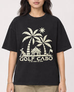 Mockup Boxy Heavyweight Tee Black female close-up 02