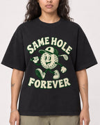 Mockup Boxy Heavyweight Tee Black female close-up 30