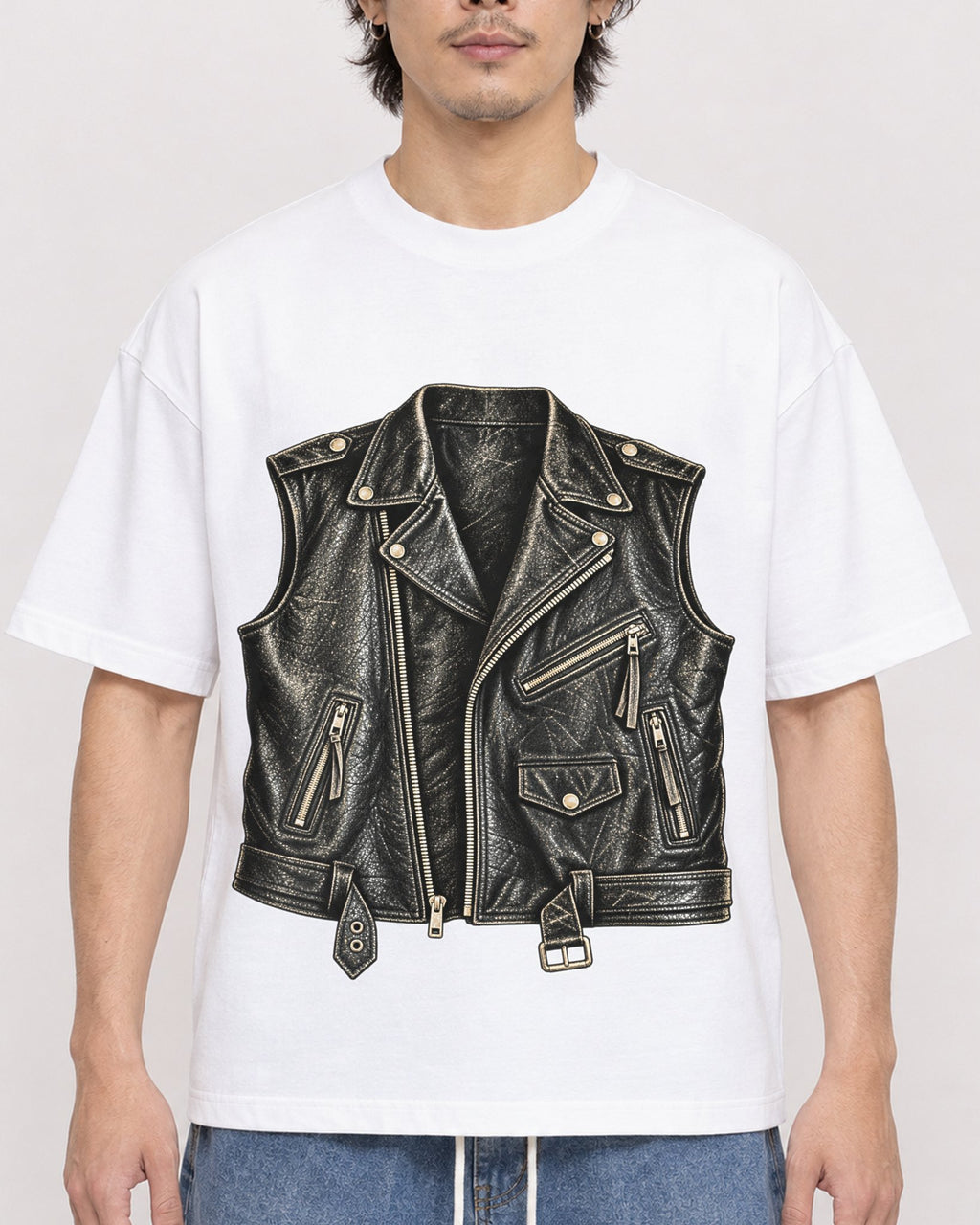 Mockup Boxy Heavyweight Tee White male close-up 03