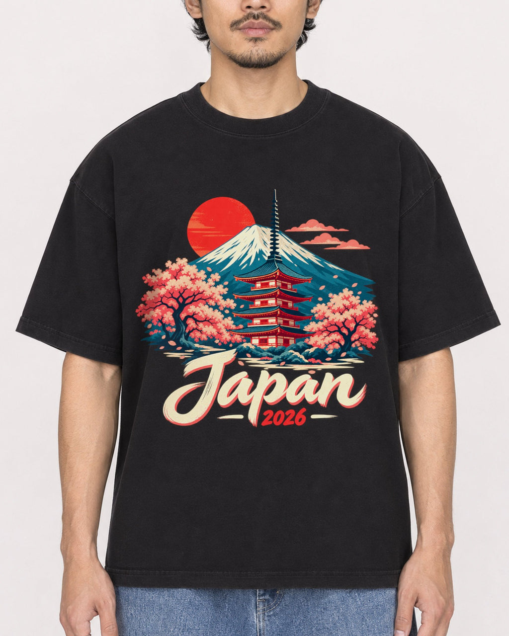 Mockup Boxy Heavyweight Tee Black male close-up 02