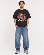 Mockup Boxy Heavyweight Tee Black male full-body 02