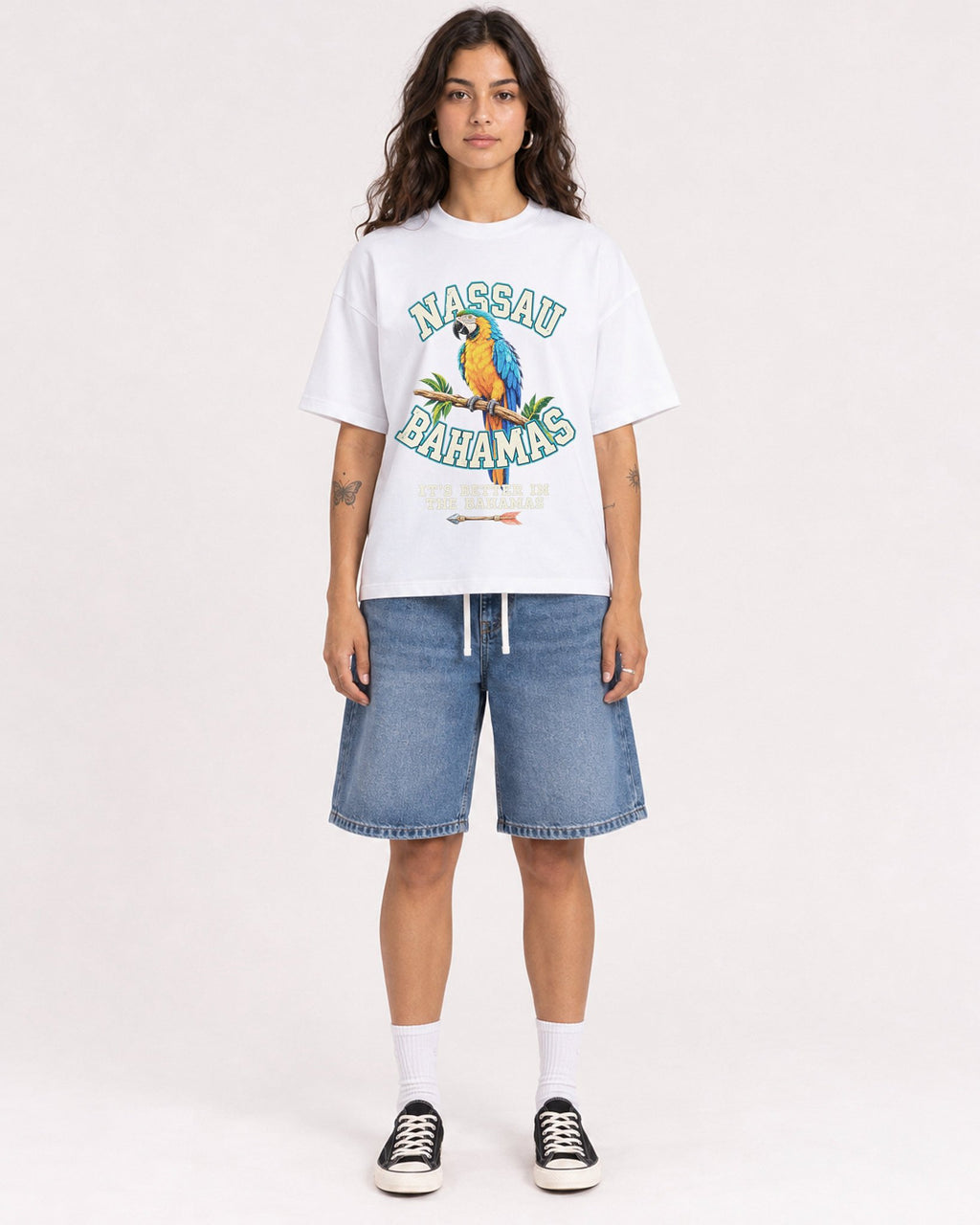 Mockup Boxy Heavyweight Tee White female full-body 06