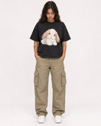 Mockup Boxy Heavyweight Tee Black female full-body 06