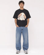 Mockup Boxy Heavyweight Tee Black male full-body 06