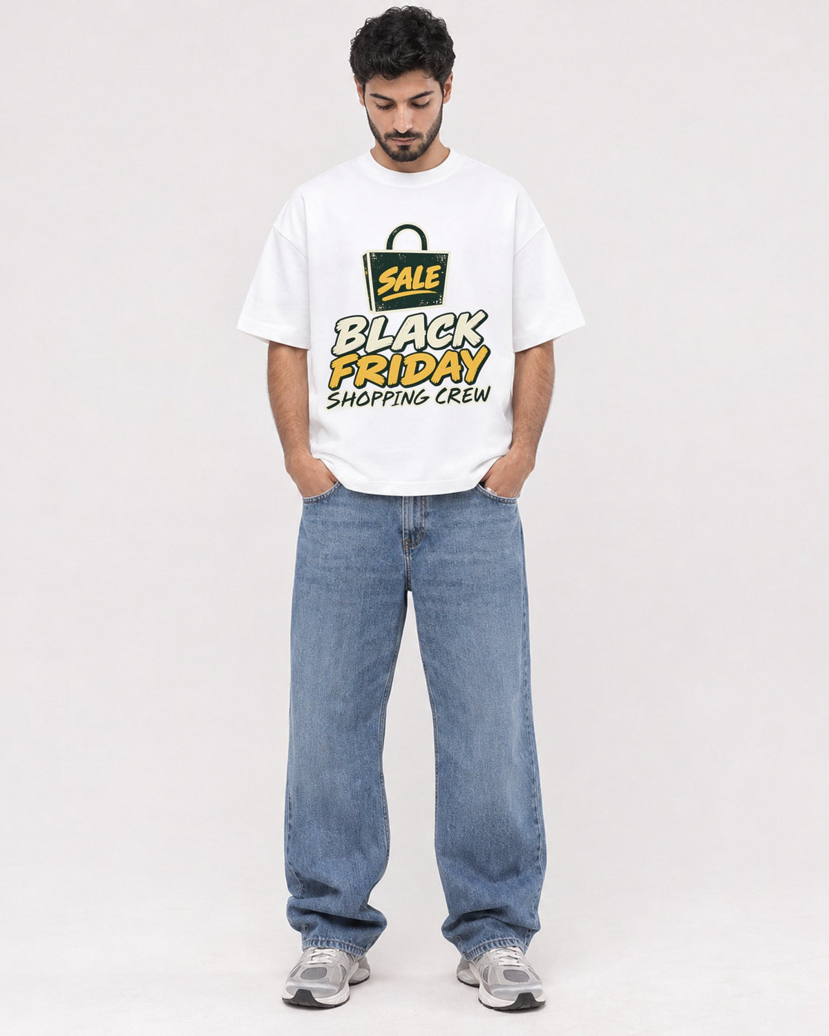 Mockup Boxy Heavyweight Tee White male full-body 07