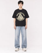 Mockup Boxy Heavyweight Tee Black male full-body 01