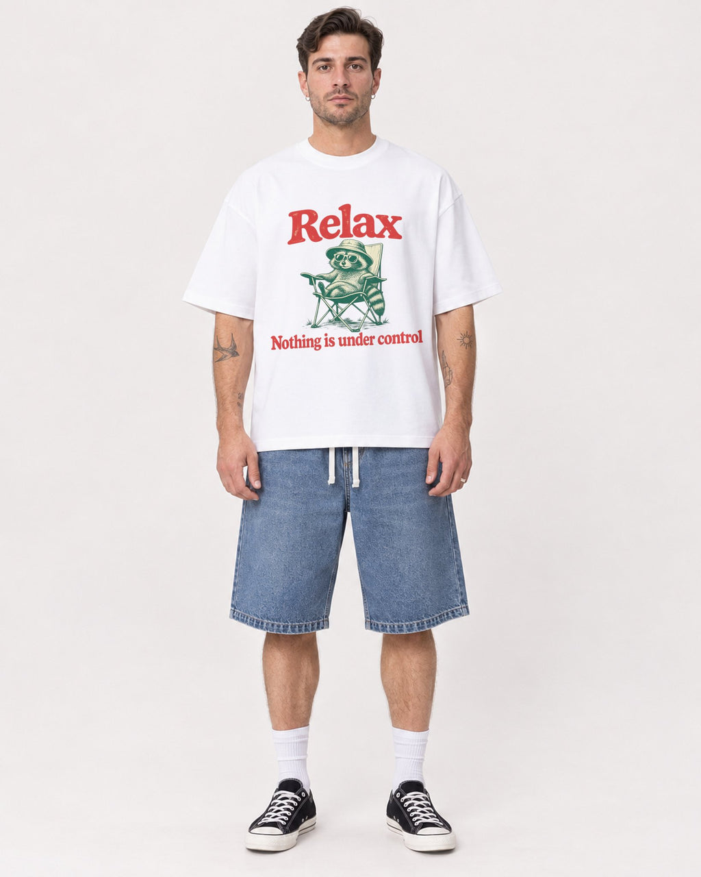Mockup Boxy Heavyweight Tee White male full-body 48