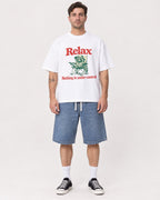 Mockup Boxy Heavyweight Tee White male full-body 48