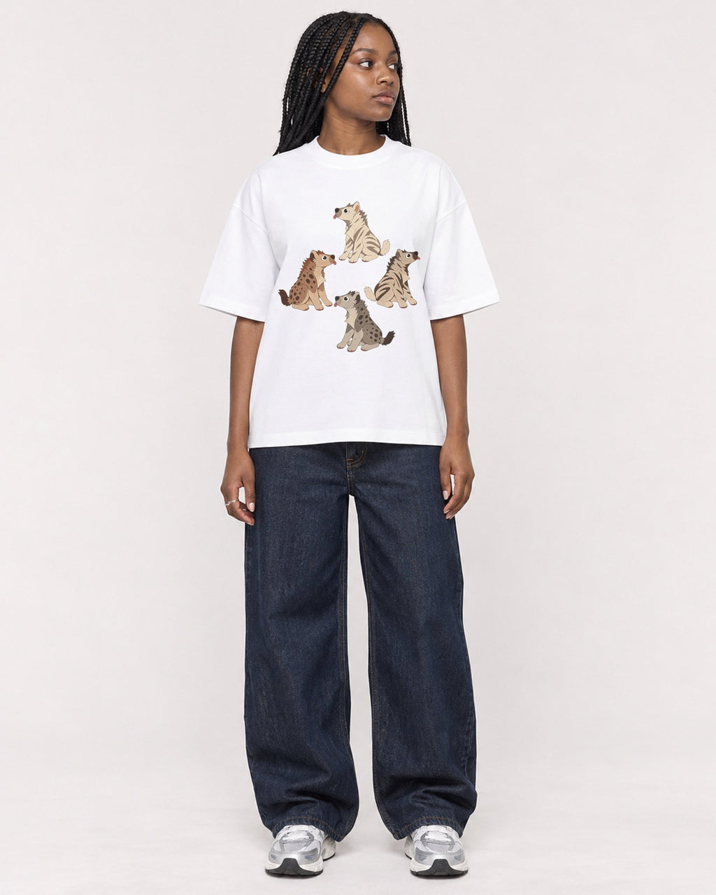 Mockup Boxy Heavyweight Tee White female full-body 04