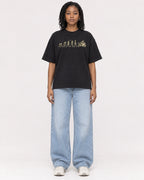 Mockup Boxy Heavyweight Tee Black female full-body 15